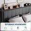 Structure de grand lit avec rangement relevable, lit tapissier en velours avec tête de lit, lit plateforme en métal-117328040-117328043