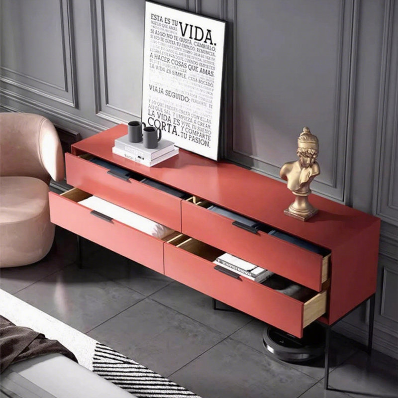 Modern Minimalist Practical Console Table, Orange, 31.5" H x 70.87" W x 15.75" D