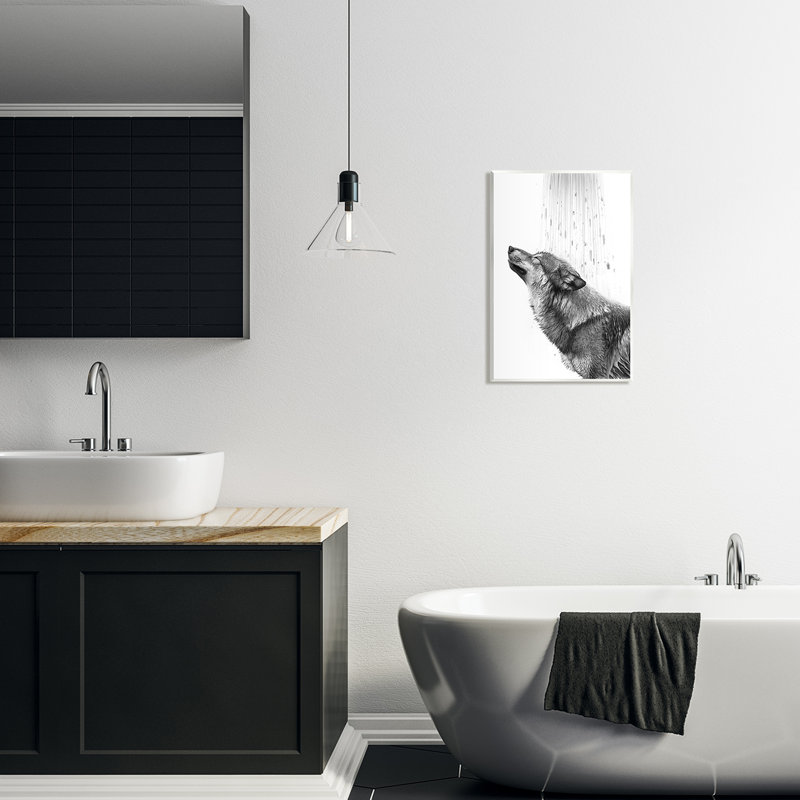 Az-642-Wood Wolf In Bathroom Splash sur toile par Annalisa Latella, H 19 po x l 13 po x P 0,5 po