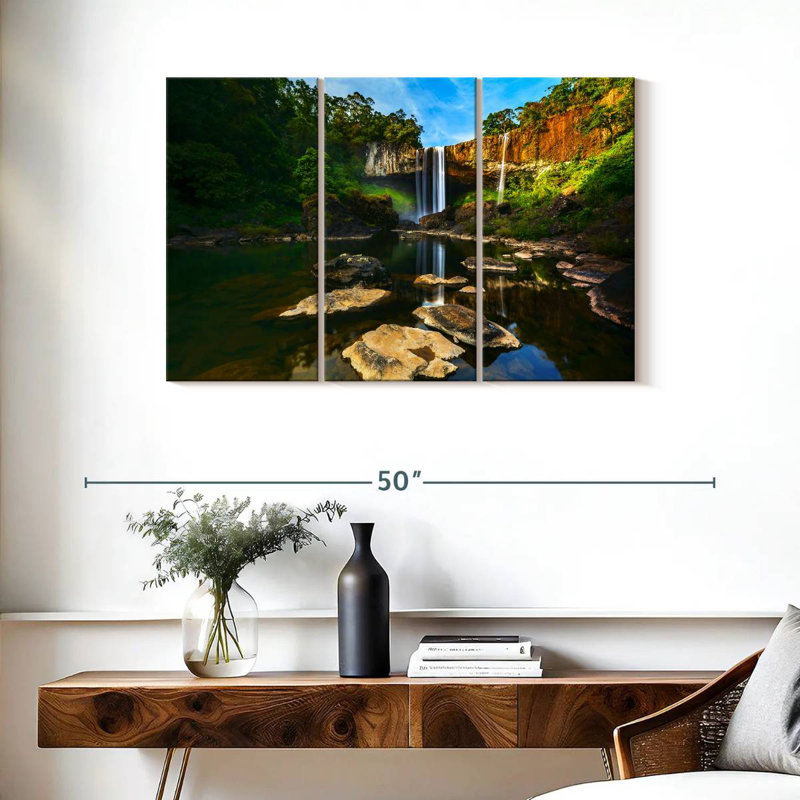 Idyllic Tropical Waterfall, 24" H x 38" W