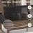 3-Person Outdoor Patio Cedar Wood Brown Round Wicker Sofa Seating Group with Olefin Thick Cushions, Slat Coffee Table-355032262