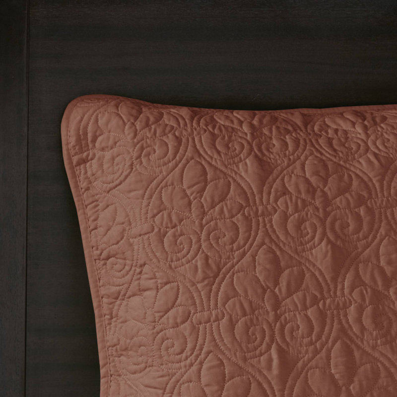 Ensemble de couvre-lit réversible Québec, Couvre-lit de très grande taille et 2 taies déco, Rouge argile