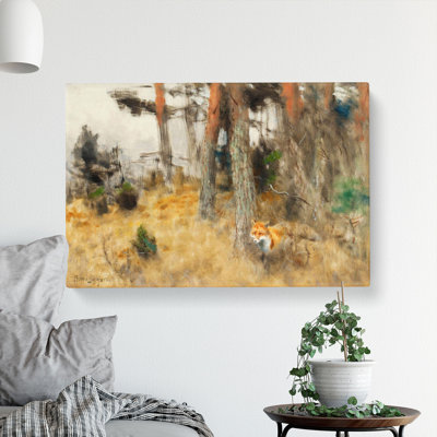 Roaming Fox by Bruno Liljefors - Wrapped Canvas