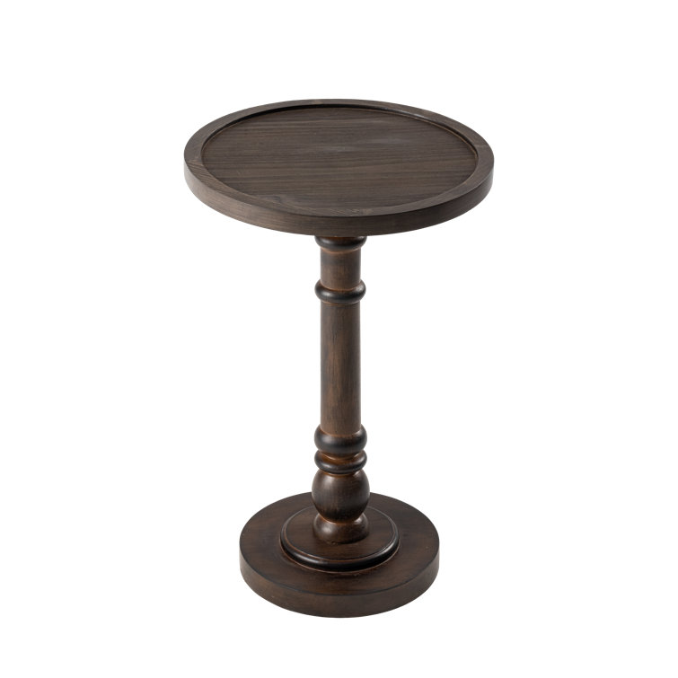 Latitude Run® Jilyn Small Pedestal End Table Metal Base Side Table,  Drinking Table w/ Scratching Distressed Finish & Reviews
