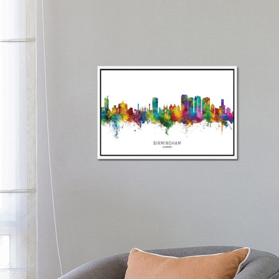 Birmingham Alabama Skyline City Name by Michael Tompsett - Print on Canvas