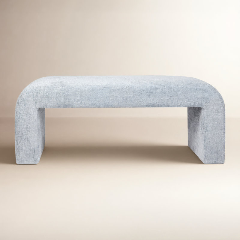 Diedrick Polyester Upholstered Bench, Gwen Blue Microsuede, 19" H x 48" W x 19" D