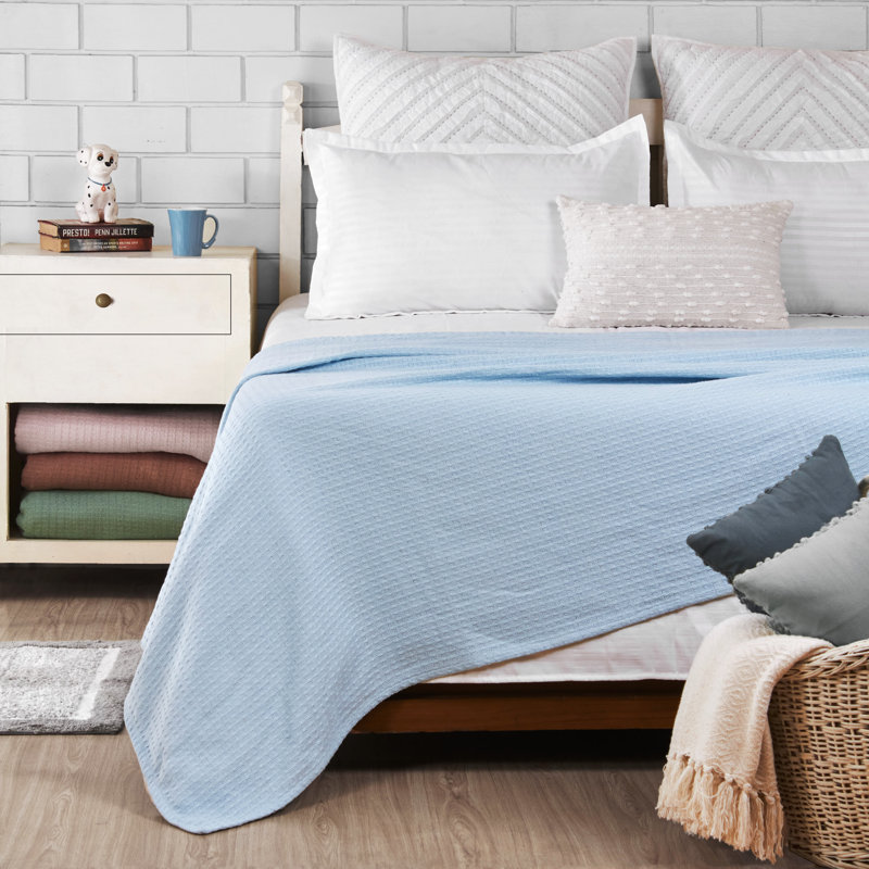 Couverture 100% coton Ariza Sleep, Grand, Bleu clair