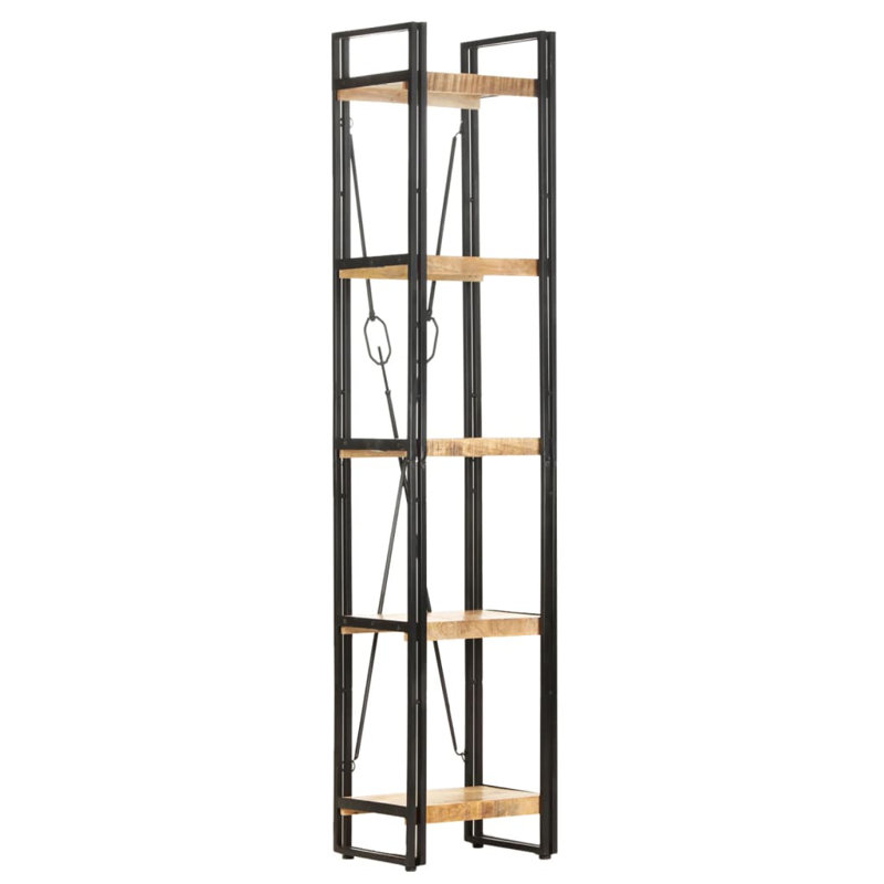 Bibliothèque en bois de manguier massif, Brun, (5 tablettes) H 70,9 po x l 15,4 po x P 11,8 po