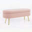 Banc de rangement repose-pieds ovale avec revêtement en flanelle et pieds en métal robustes, parfait pour les espaces de vie modernes et confortables-1233086830-1233086833