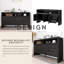 3-Door Sideboard With 3 Drawers - Modern Solid Ash Veneer MDF Sideboard-1163501870