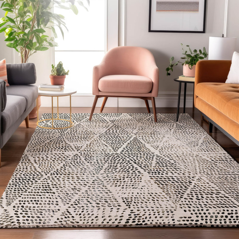 Premium Machine Washable Cerrito AMF591 Ivory Rug, Rectangle 2'6" x 3'10"