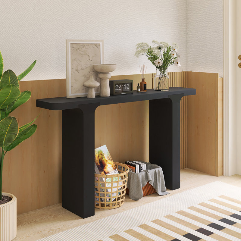 Console 60,00 po avec pieds de plancher, Noir