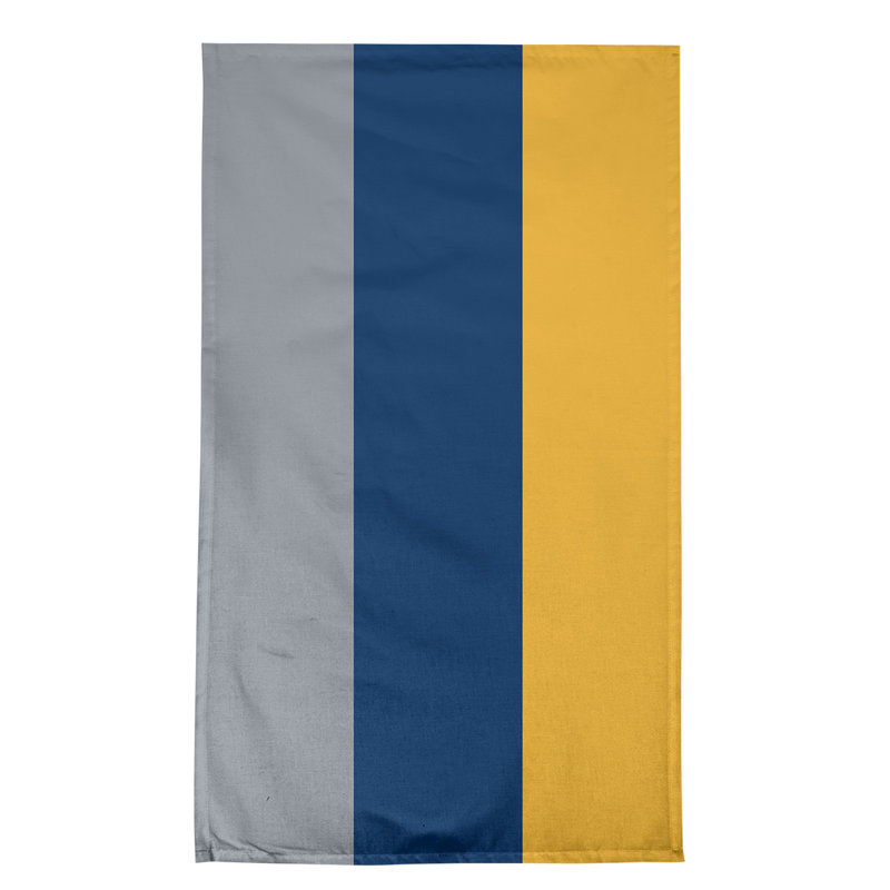 Anaheim Stripe Tea Towel Kitchen Towel, Cotton Twill, Silver/Navy Blue/Gold