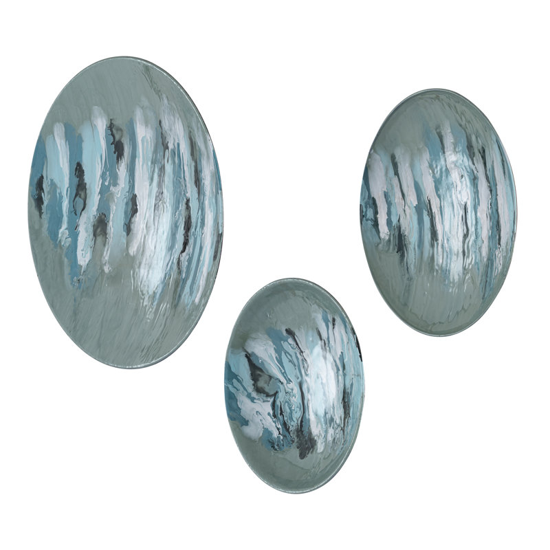 «Spindrift Dimensional Wall Art», ensemble de 3 émail vert écume de mer