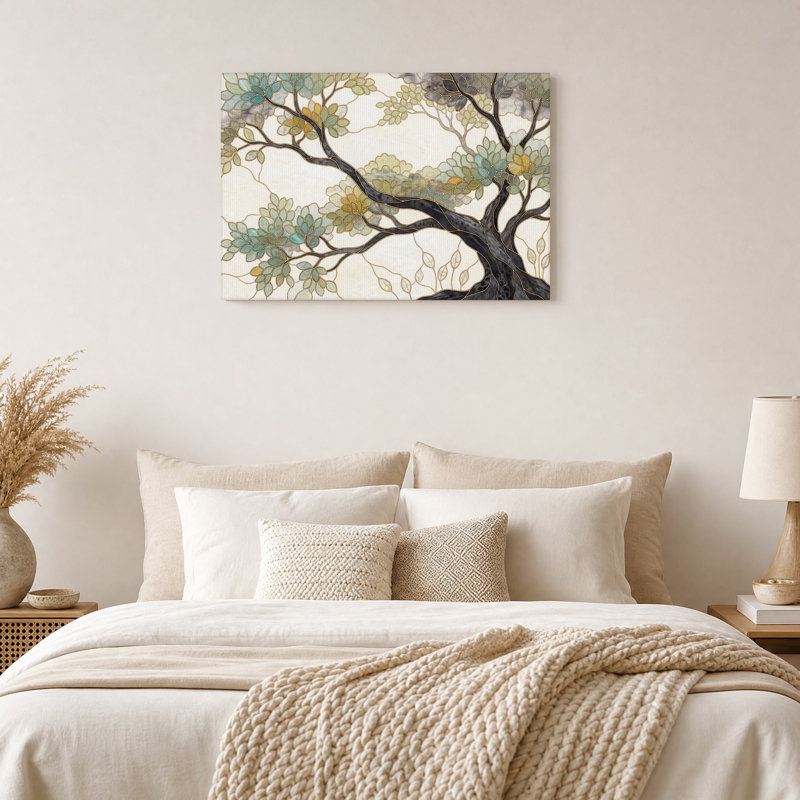Art mural en toile bleu sarcelle et vert, 12"H x 18"W