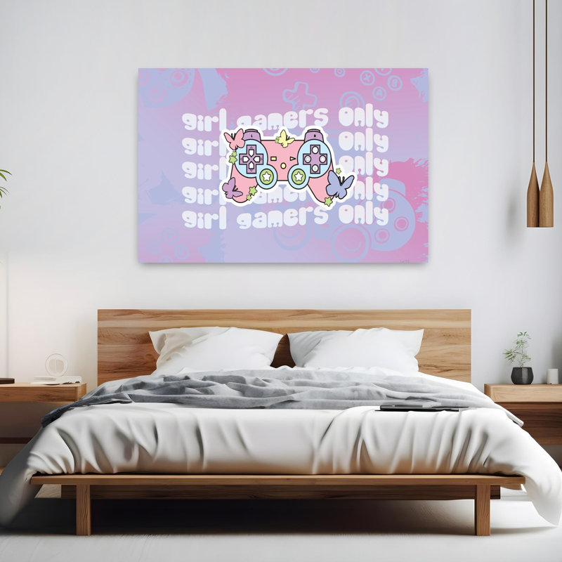 «Girl Gamers Only», art contemporain abstrait, H 60 po x l 40 po