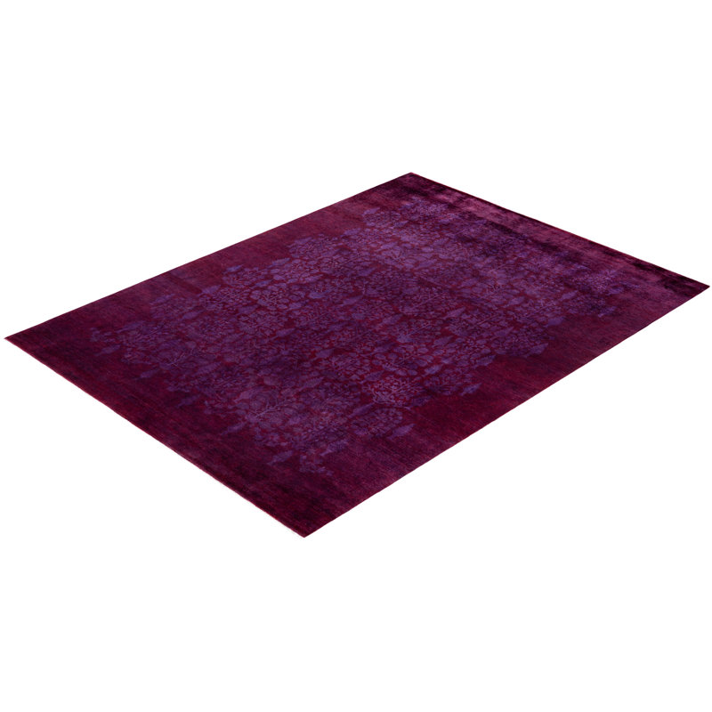 Tapis mauve en laine noué à la main 7 pi 10 po x 10 pi 7 po Byler