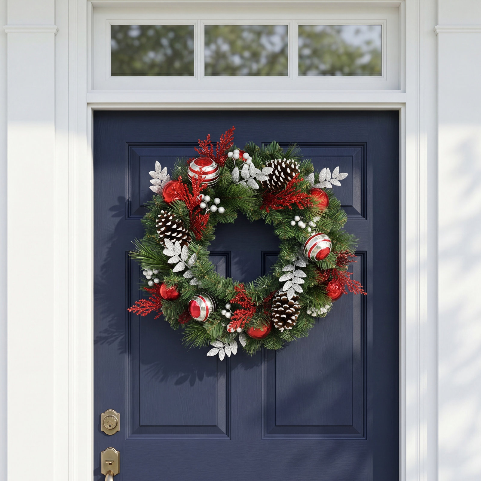 24'' Faux Pine Lighted Wreath