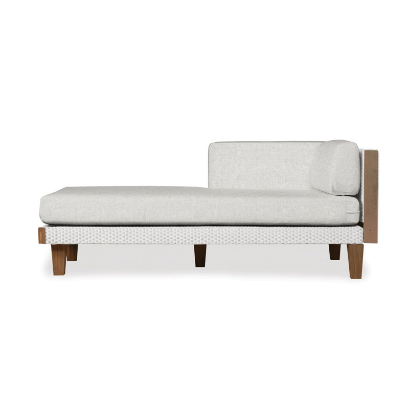 Catalina Outdoor Teak Chaise Lounge, White, Beach Navy