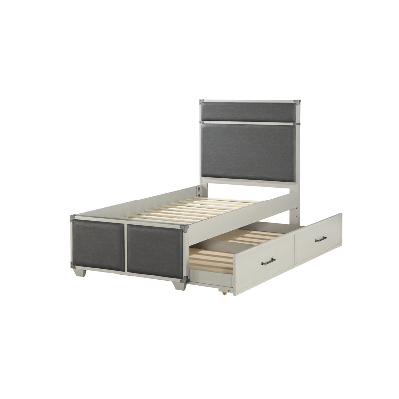 Lit plateforme gris Stepplee, Simple