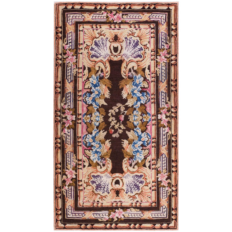 Tapis noir en laine nouée 1760s