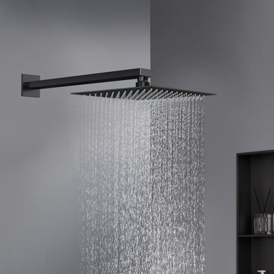 12 Inch Rain Shower Head, Square Ultra Thin 304 Stainless Steel High Pressure Shower Head Waterfall Full Body Coverage Waterfall Shower Head