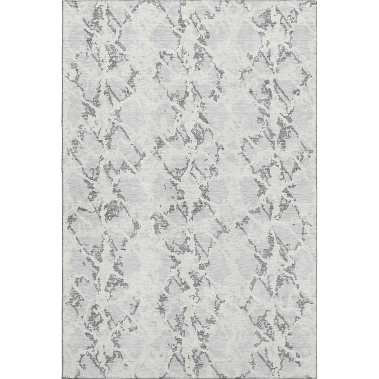 Premium Machine Washable Prisco Silver Rug