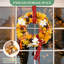 Couronne de porte d'automne artificielle 24 po avec pomme de pin, feuille d'érable, fleurs blanches - orange pour décor de mur, de fenêtre et de l'Action de grâce