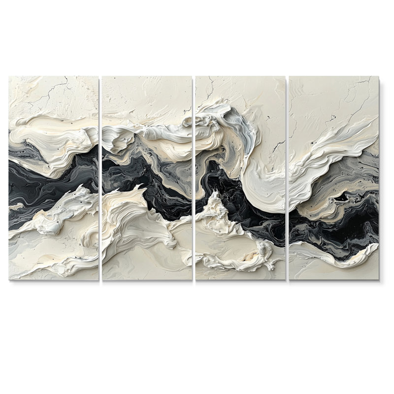 Nyima - Marble Wall Art - ensemble d'art mural moderne, 4, H 32 po x l 64 po