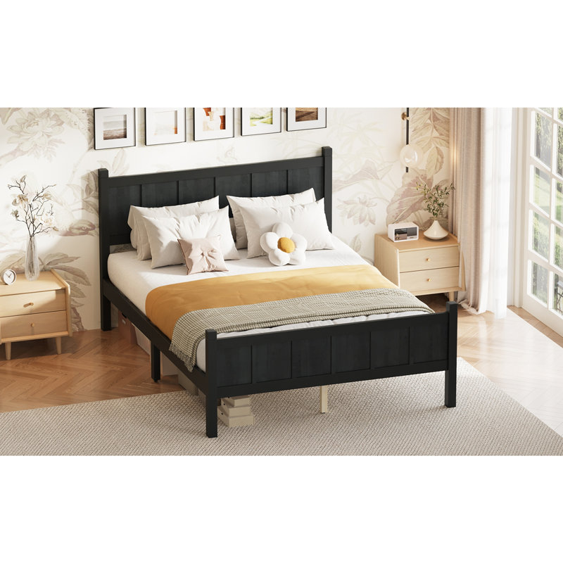 Flat Panel Bed with Headboard & Footboard, Noir, Full / Double