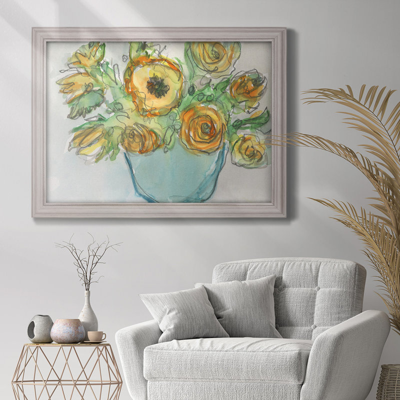 Accent floral printanier II, H 21 po x l 25 po x P 2,5 po, Toile avec cadre brun