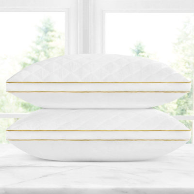 Italian Luxury Quilted Pillow, Queen Size, Set of 2, Soft Comfort Bedding Pillows