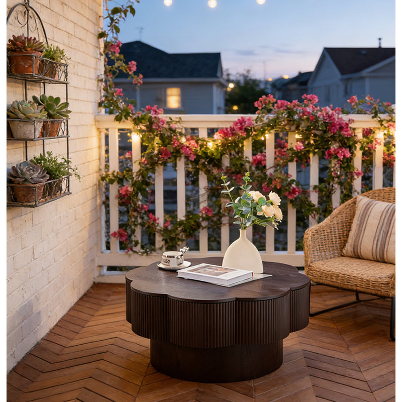 Table basse en forme de fleur, Marron foncé