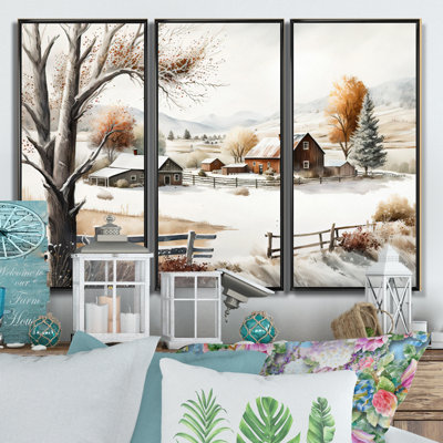 «Kansas Farm In Winter», ensemble d'art mural sur toile