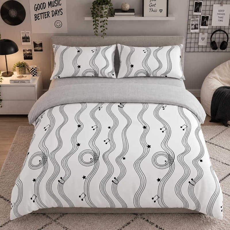Lia Design 4-Piece Duvet Cover Set, Symphony, Luxury Design, King Size 4 Piece Set