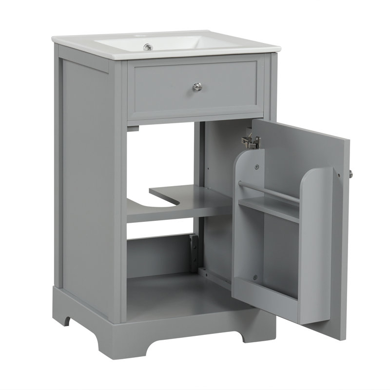 Meuble-lavabo de 20 po avec lavabo, Gris