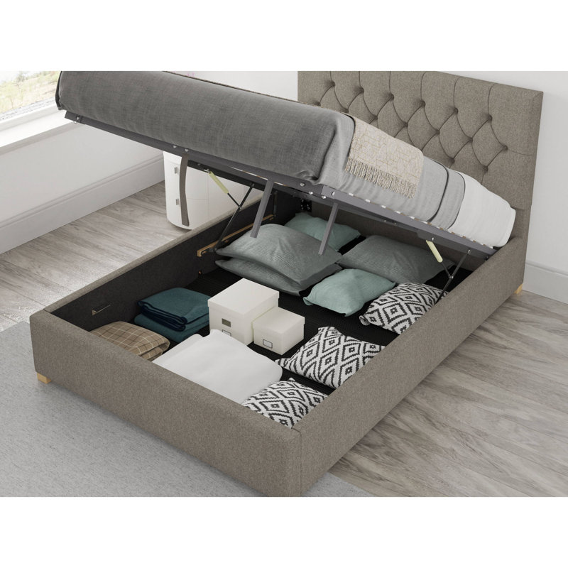 Swanley Upholstered Ottoman Storage Bed, Small Double (4'), Grey