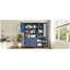 Buffet de cuisine traditionnel autoportant avec huche, grande armoire de rangement, tablettes réglables et tiroirs, bleu-65818677