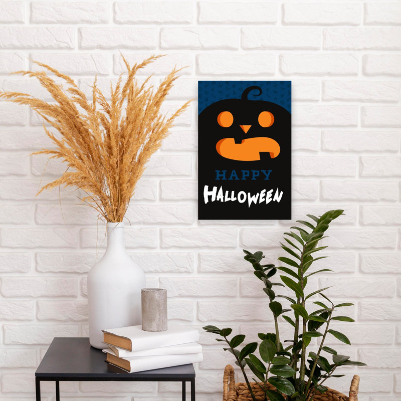 Affiche murale contemporaine citrouille d'Halloween, H 18 po x l 12 po