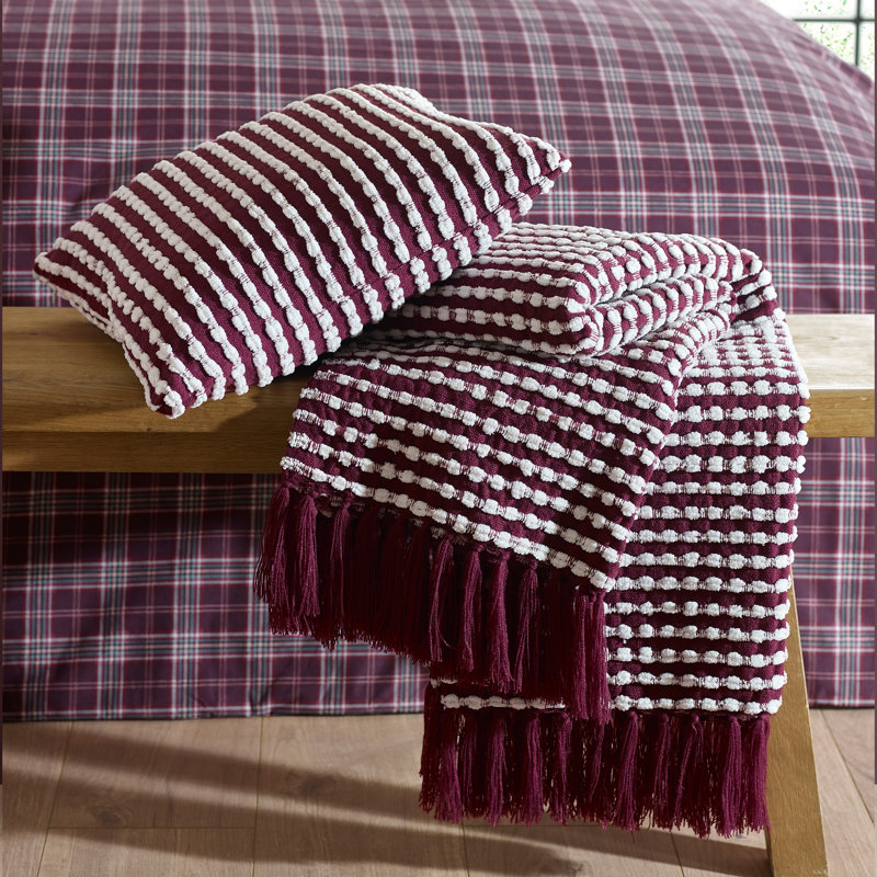 Stab Stitch 125x150cm Blanket Throw, Plum