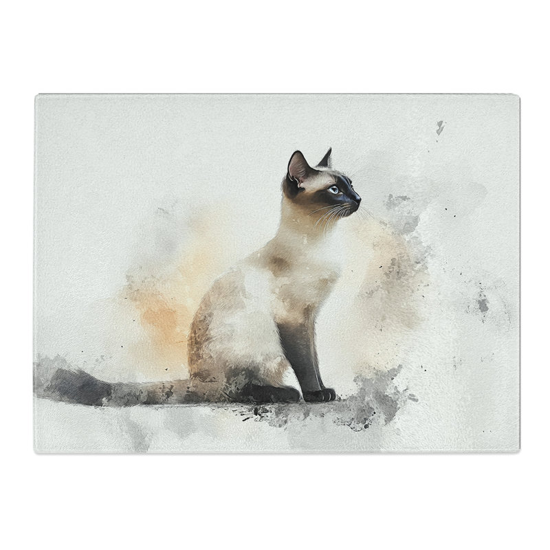 Siamese Cat  Glass Chopping Board
