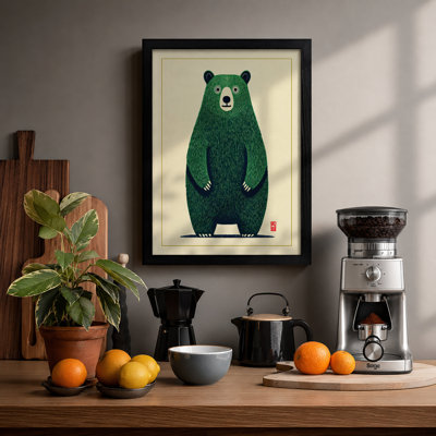 Contemplative Bear Japandi - Single Picture Frame Print