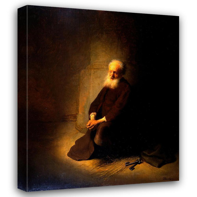 «St. Peter in Prison» par Rembrandt Van Rijn - Art mural sur toile tendue avec châssis, H 48 po x l 33 po