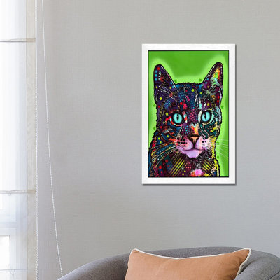 Watchful Cat by Dean Russo - Floater Frame Print on Canvas