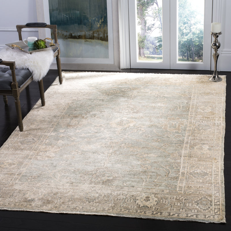Oushak Hand Knotted Viscose Rug, Rectangle 6' x 9'