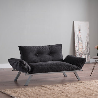 Black Chenille Upholstered Loveseat for Primary Living Space