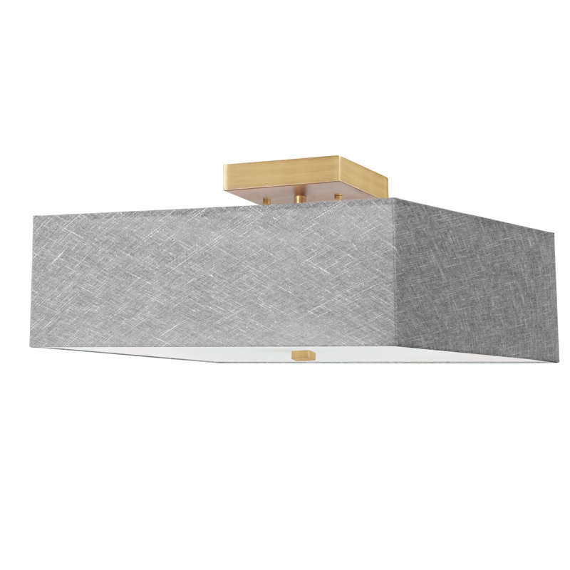 Breckan 3 Light Semi-Flush Mount, Aged Brass, Gray