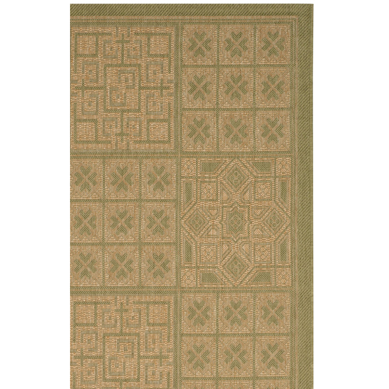 Tapis d’usage intérieur/extérieur vert olive/naturel Herefordshire, Tapis de couloir 2 pi 4 po x 6 pi 7 po
