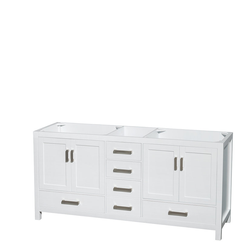 Sheffield 72" Double Bathroom Vanity Set, Carrara Cultured Marble, White