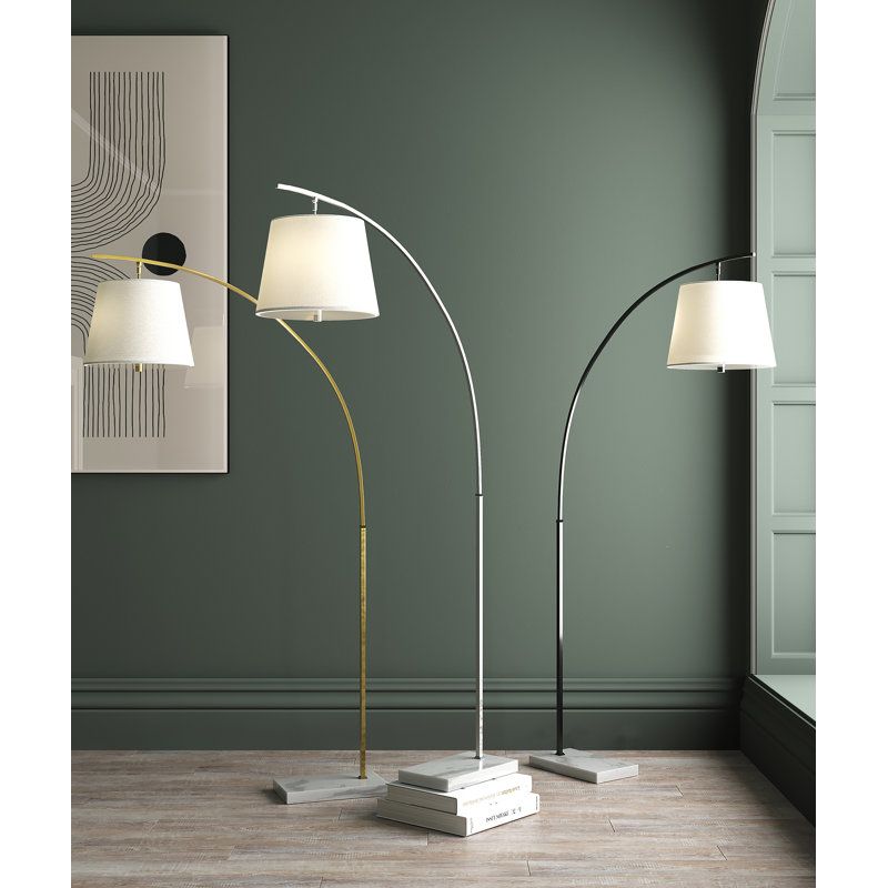 Cloister Arched Floor Lamp, Antique Brass/White